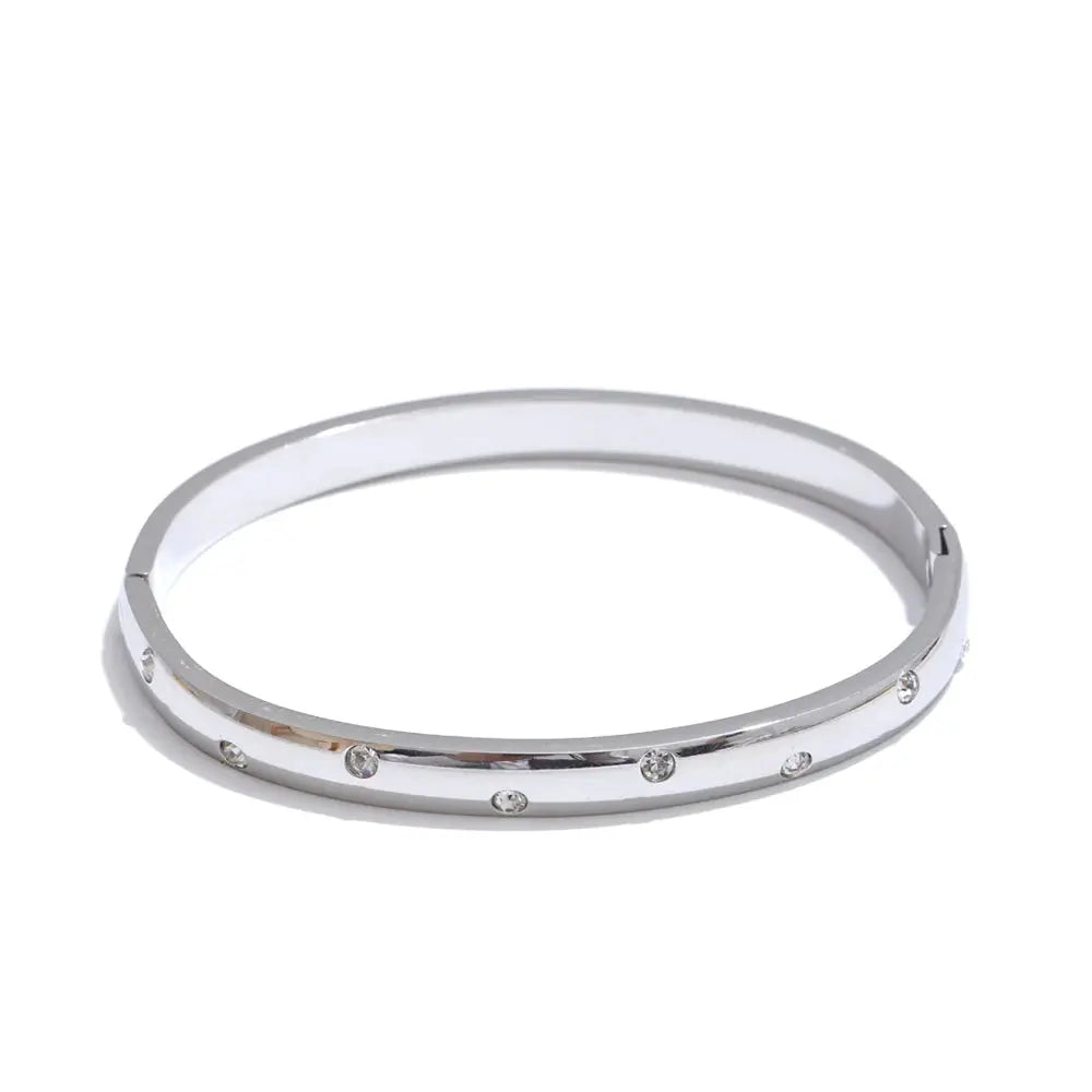 Jonc Pavé Zircone — Argent 925 Plaqué Or 18K Bijoux de Paris