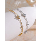 Bracelet Chaîne Fleurs en Zircone — Argent 925 Plaqué Or 18K Bijoux de Paris