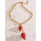 Collier Pendentif Fraise — Argent 925 Plaqué Or 18K Bijoux de Paris
