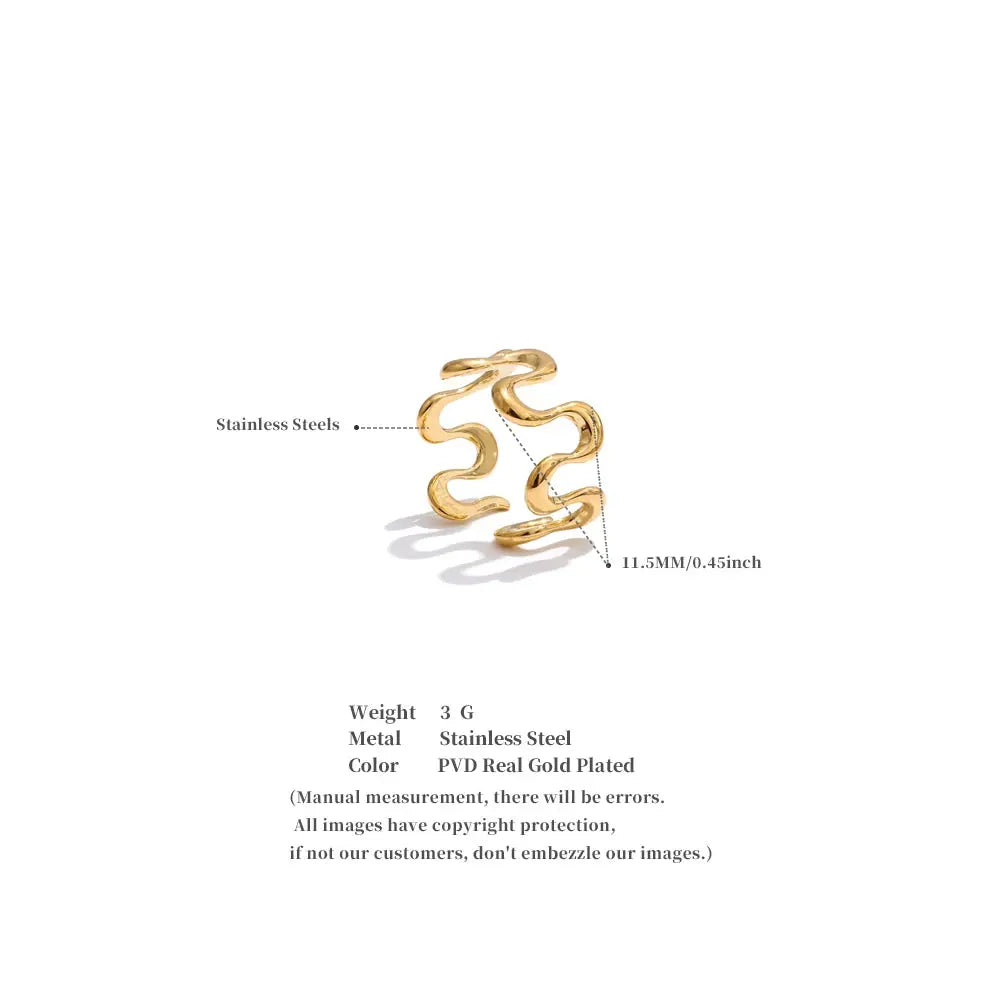 Bague Ouverte Irrégulière — Argent 925 Plaqué Or 18K Bijoux de Paris