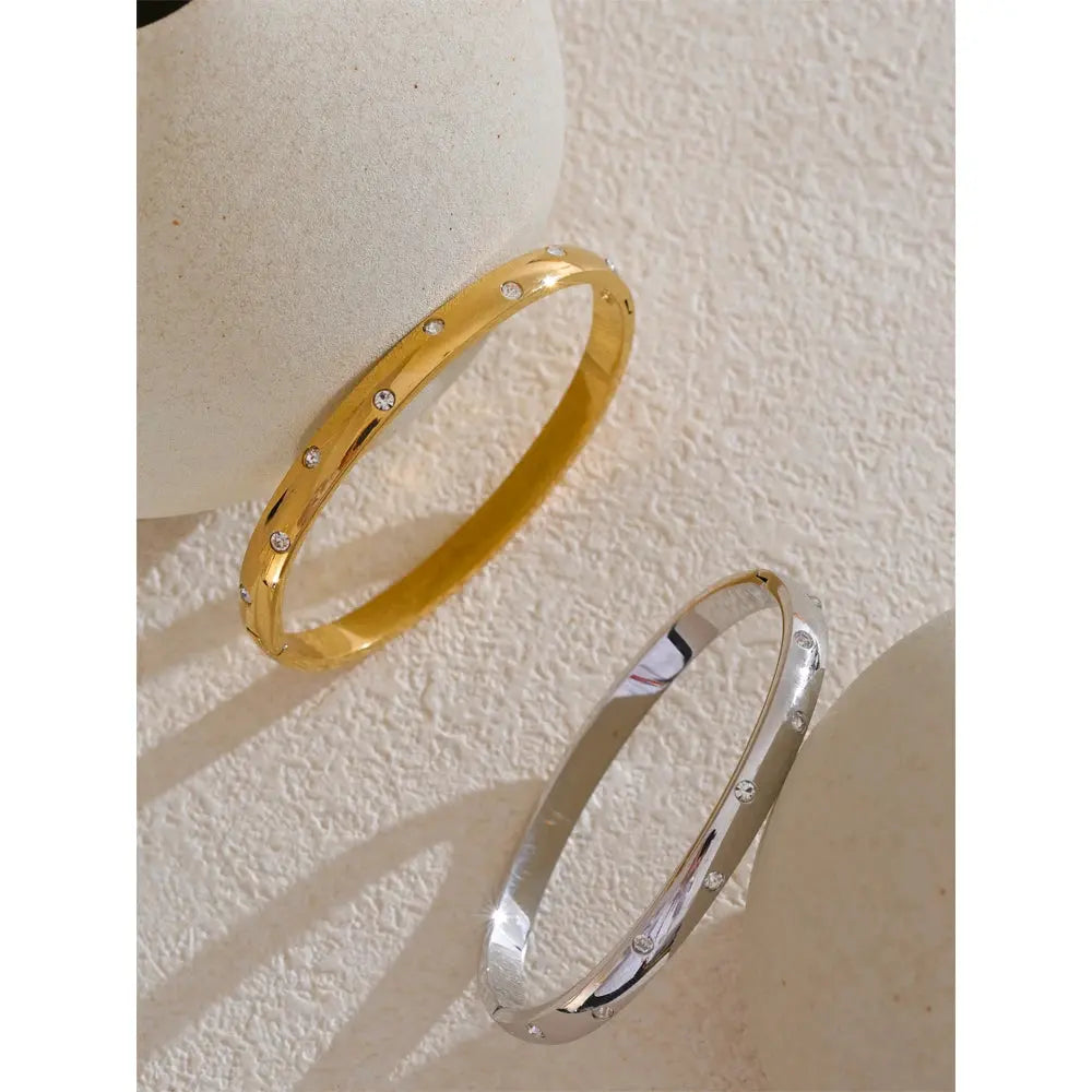 Jonc Pavé Zircone — Argent 925 Plaqué Or 18K Bijoux de Paris