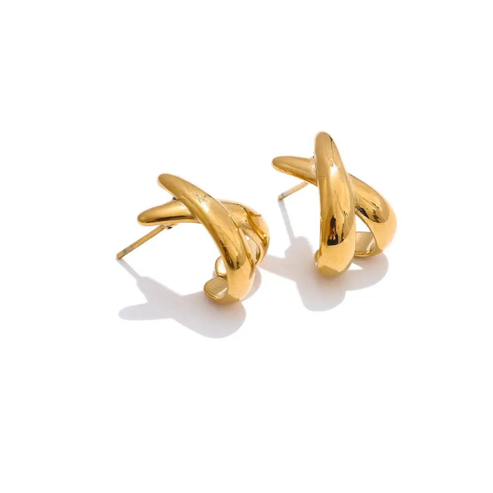 Puces d'Oreilles Croisées X — Argent 925 Plaqué Or 18K Bijoux de Paris