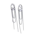 Boucles Pendantes Géométriques à Chaîne — Argent 925 Plaqué Or 18K Bijoux de Paris