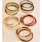 Set de 3 Joncs Superposés Résine — Argent 925 Plaqué Or 18K Bijoux de Paris