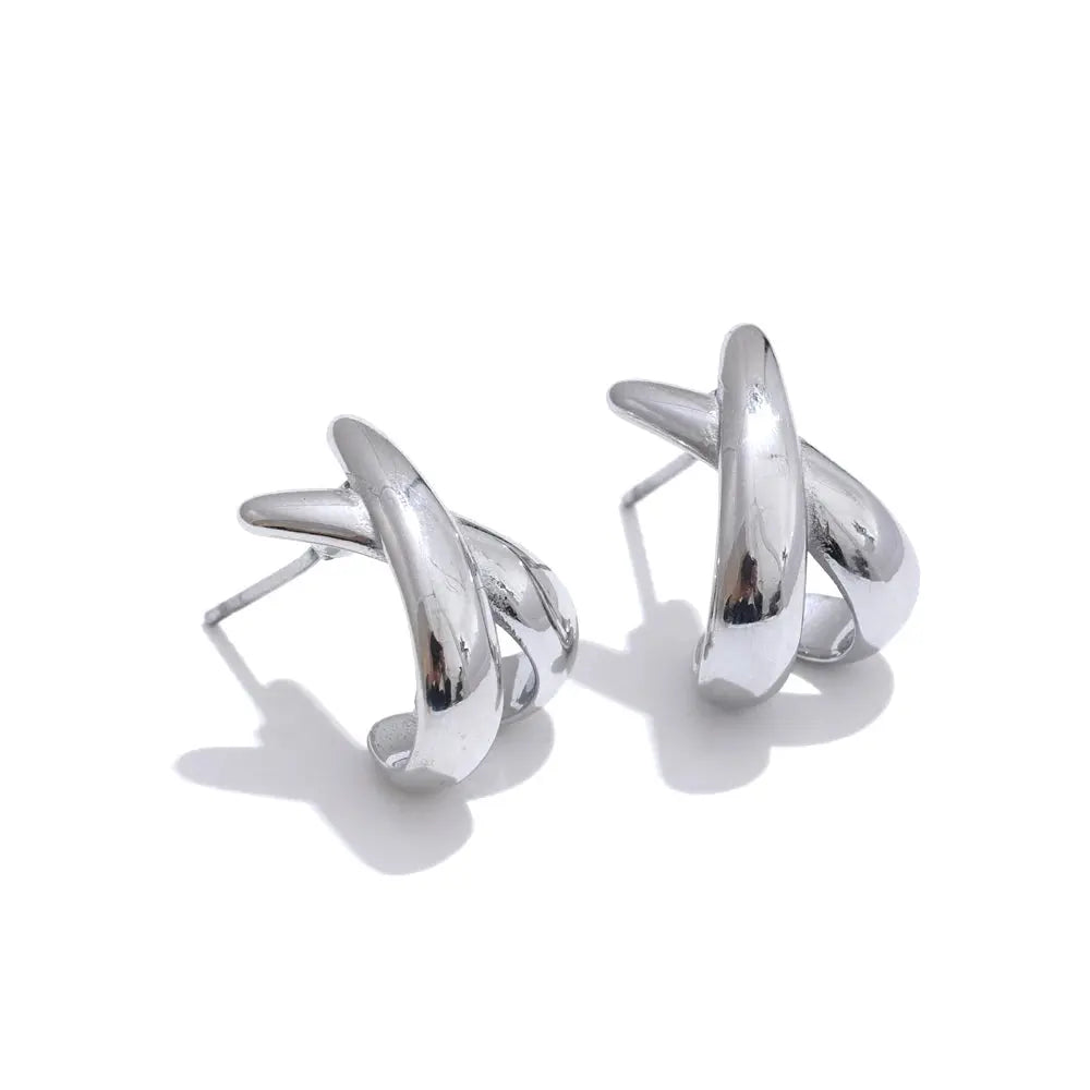 Puces d'Oreilles Croisées X — Argent 925 Plaqué Or 18K Bijoux de Paris