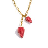 Collier Pendentif Fraise — Argent 925 Plaqué Or 18K Bijoux de Paris