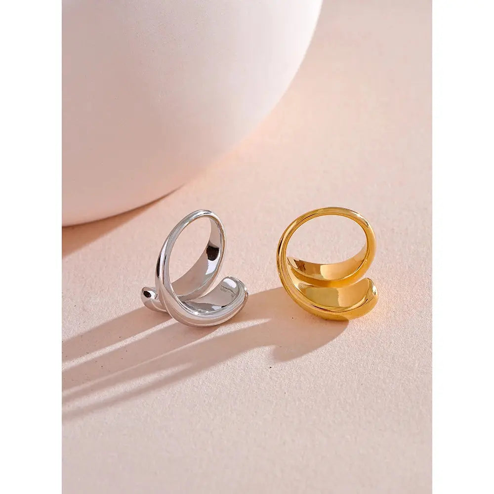 Bague Sculptée Design — Argent 925 Plaqué Or 18K Bijoux de Paris