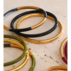 Set de 3 Joncs Superposés Résine — Argent 925 Plaqué Or 18K Bijoux de Paris