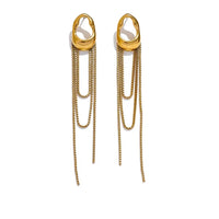 Boucles Pendantes Géométriques à Chaîne — Argent 925 Plaqué Or 18K Bijoux de Paris