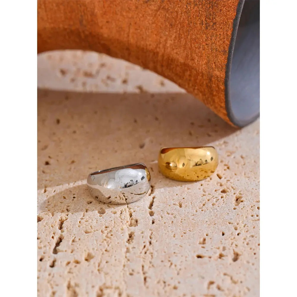 Bague Épaisse Lisse — Argent 925 Plaqué Or 18K Bijoux de Paris