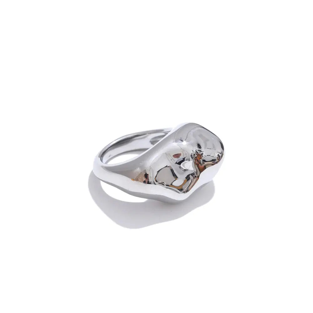 Bague Statement Géométrique Texturée — Argent 925 Plaqué Or 18K Bijoux de Paris