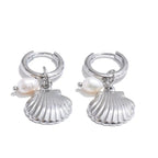 Boucles d'Oreilles Coquillage Perle d'Eau Douce — Argent 925 Plaqué Or 18K Bijoux de Paris