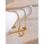 Bracelet Chaîne Fleurs en Zircone — Argent 925 Plaqué Or 18K Bijoux de Paris