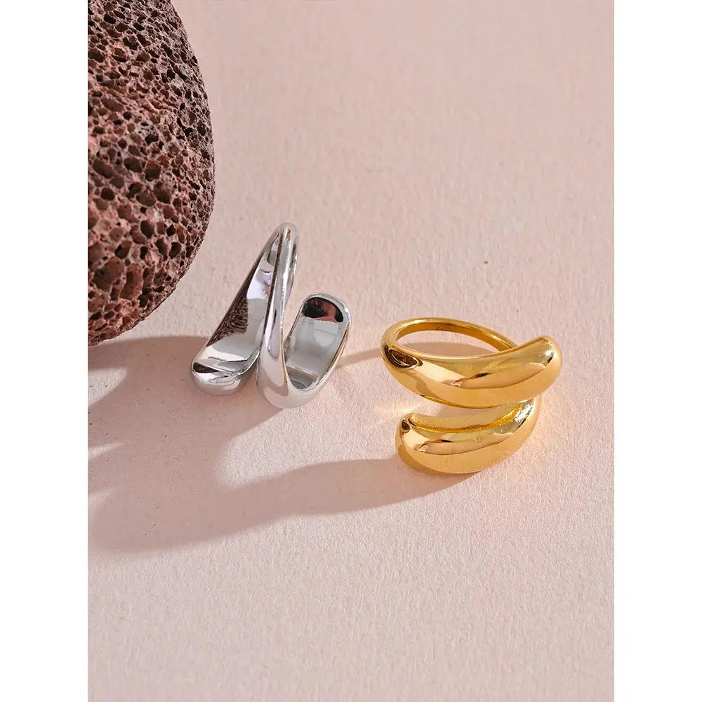 Bague Sculptée Design — Argent 925 Plaqué Or 18K Bijoux de Paris