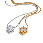 Collier Pendentif Solitaire Zircone — Argent 925 Plaqué Or 18K Bijoux de Paris