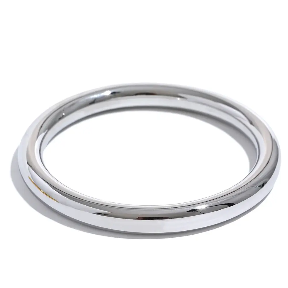 Jonc Large Poli Texturé — Argent 925 Plaqué Or 18K Bijoux de Paris