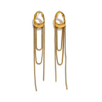 Boucles Pendantes Géométriques à Chaîne — Argent 925 Plaqué Or 18K Bijoux de Paris