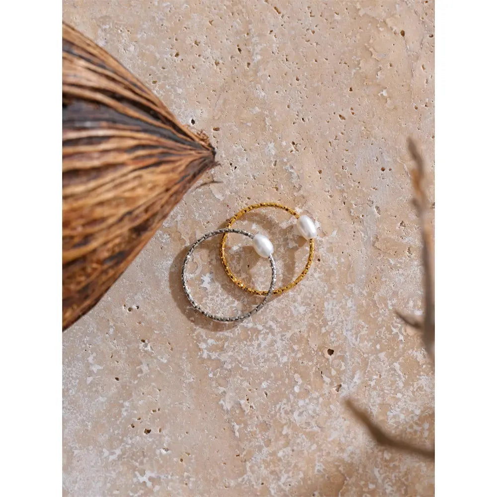 Bague Fine Perle d'Eau Douce — Argent 925 Plaqué Or 18K Bijoux de Paris