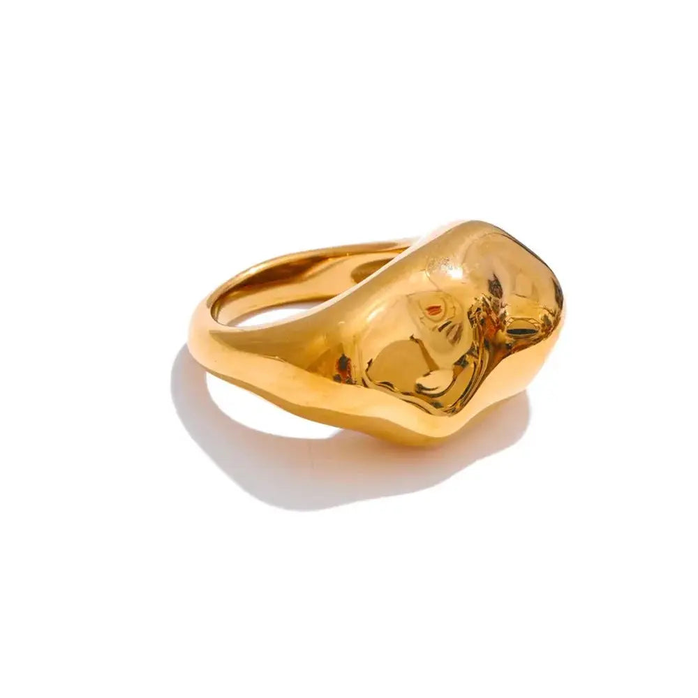 Bague Statement Géométrique Texturée — Argent 925 Plaqué Or 18K Bijoux de Paris