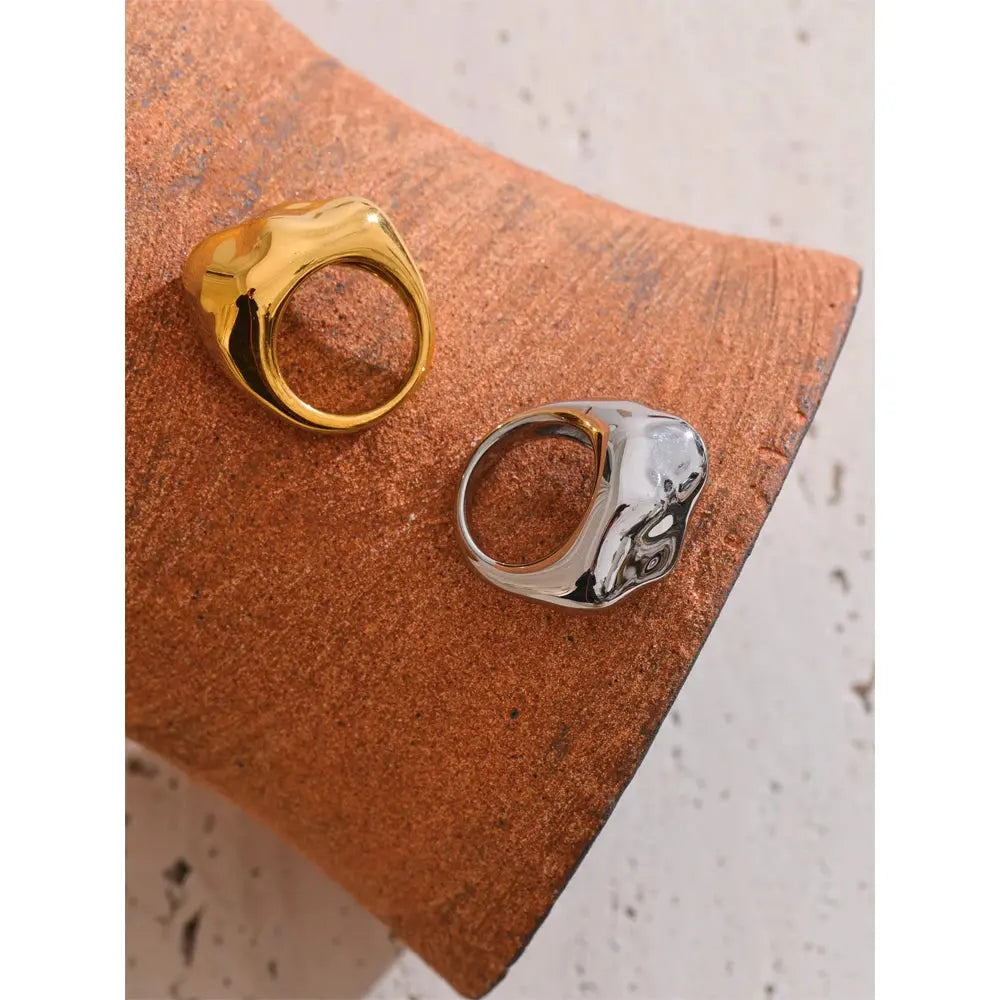 Bague Statement Géométrique Texturée — Argent 925 Plaqué Or 18K Bijoux de Paris