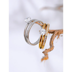 Bague Double Rang Zircone — Argent 925 Plaqué Or 18K Bijoux de Paris