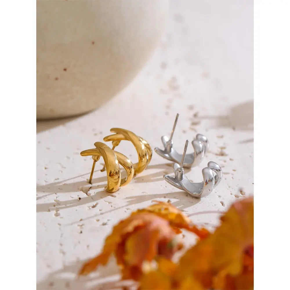 Puces d'Oreilles Croisées X — Argent 925 Plaqué Or 18K Bijoux de Paris