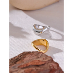 Bague Géométrique Lisse — Argent 925 Plaqué Or 18K Bijoux de Paris