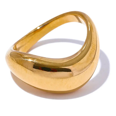 Bague Géométrique Lisse — Argent 925 Plaqué Or 18K