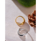 Bague Géométrique Lisse — Argent 925 Plaqué Or 18K Bijoux de Paris