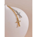 Collier Pendentif Croix Zircone — Argent 925 Plaqué Or 18K Bijoux de Paris