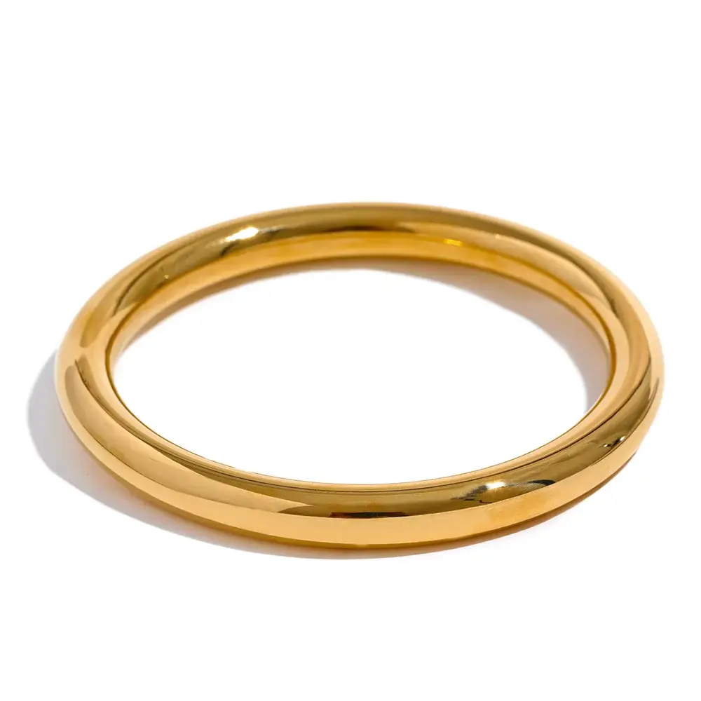 Jonc Large Poli Texturé — Argent 925 Plaqué Or 18K Bijoux de Paris