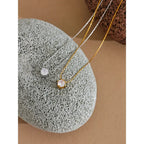 Collier Pendentif Solitaire Zircone — Argent 925 Plaqué Or 18K Bijoux de Paris