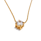 Collier Pendentif Solitaire Zircone — Argent 925 Plaqué Or 18K Bijoux de Paris